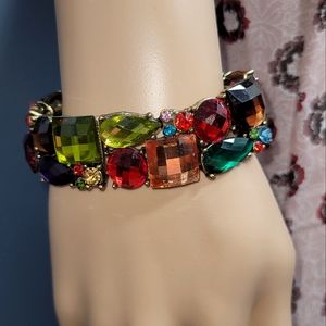 Vintage Multi Colored Stone Jewel Bracelet, Stunning Piece!